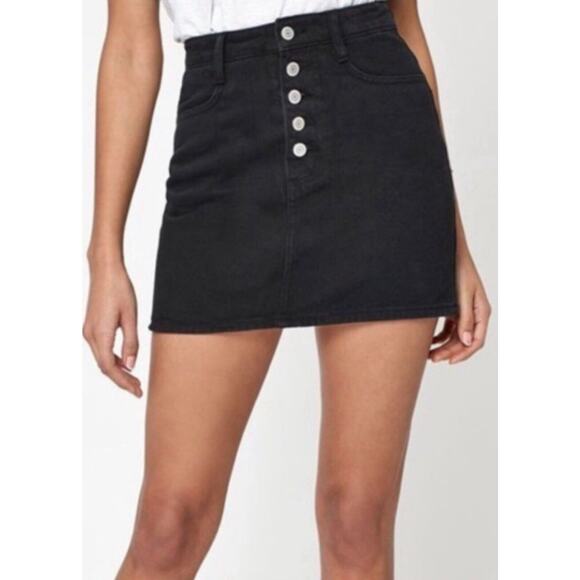 Brandy Melville Dresses & Skirts - J. Galt by Brandy Melville Black Cotton Button Fly Denim Mini Skirt Medium Y2K